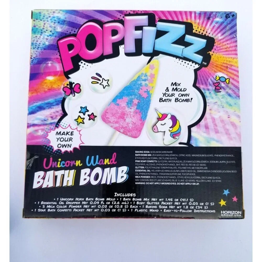PopFizz Unicorn Wand Bath Bomb Make Your Own Kit Kids DIY Fun Crafts NEW
